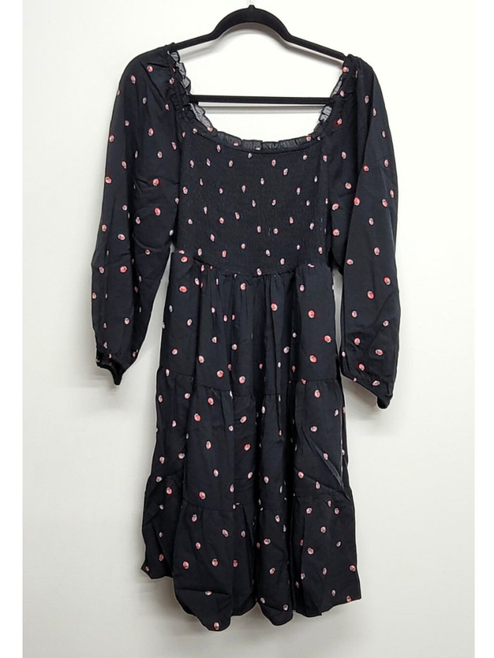 NWT Torrid 1 Strawberry Black Smocked Bodice Mini Dress 1X 14 16 - Picture 7 of 11